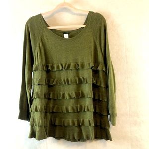 J Crew Size XS Olive Green Scoopneck Raglan Sleeve